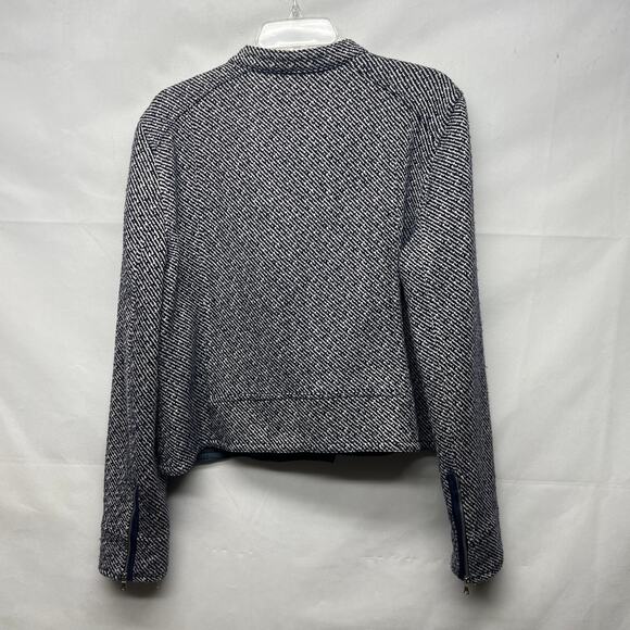 Gap Crop Moto Heavy Wool Twill Women's Jacket Navy & White Size XL - Picture 7 of 13